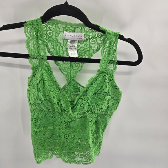 Lovepoem by Block Neon Green Racerback Lace Bralette Cami Size Medium/Large - Picture 1 of 5